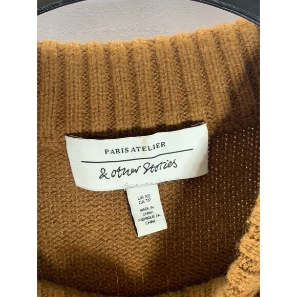 PARIS ATELIER & OTHER STORIES Women's Dark Brown Wool/Cotton Sweater Vest SZ XS - Picture 6 of 9